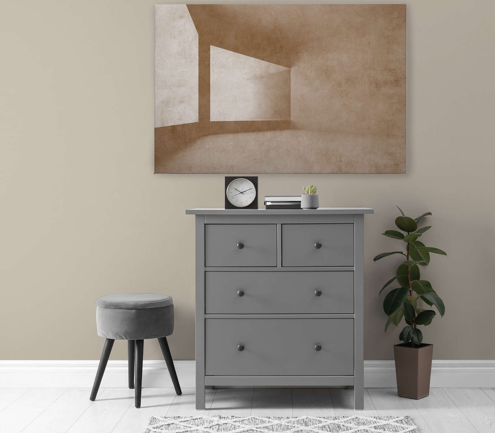             Futura 2 - 3D Leinwandbild Betonoptik mit Grafik Design – 1,20 m x 0,80 m
        