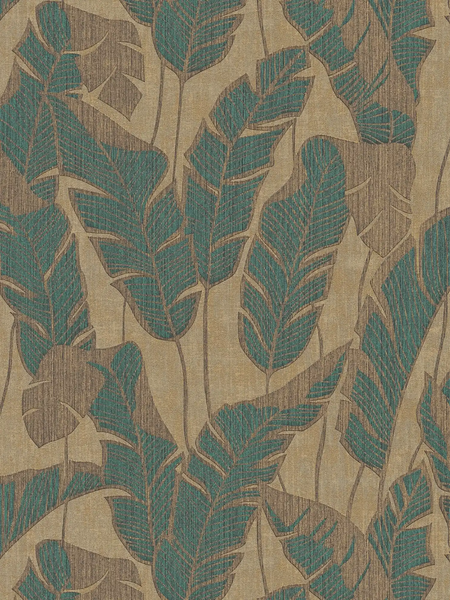 Tapete mit floraler Bemusterung– Beige, Grün, Schwarz