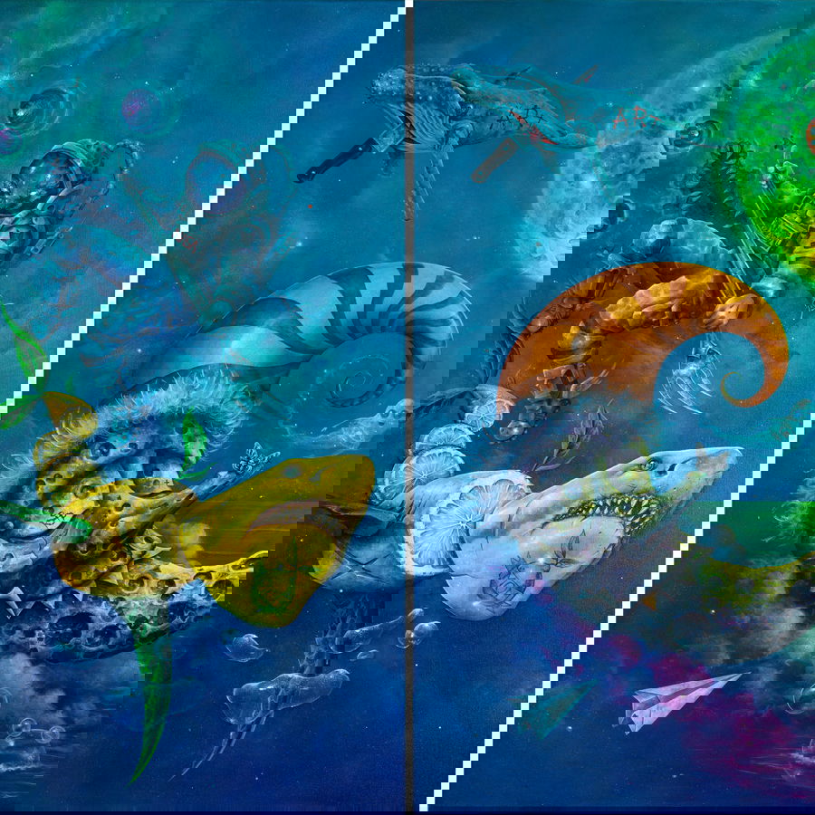         Fascinating adventure world photo wallpaper - Creative scenes with cosmic and fantastic creatures, smooth and slightly shiny surface - Colourful
    