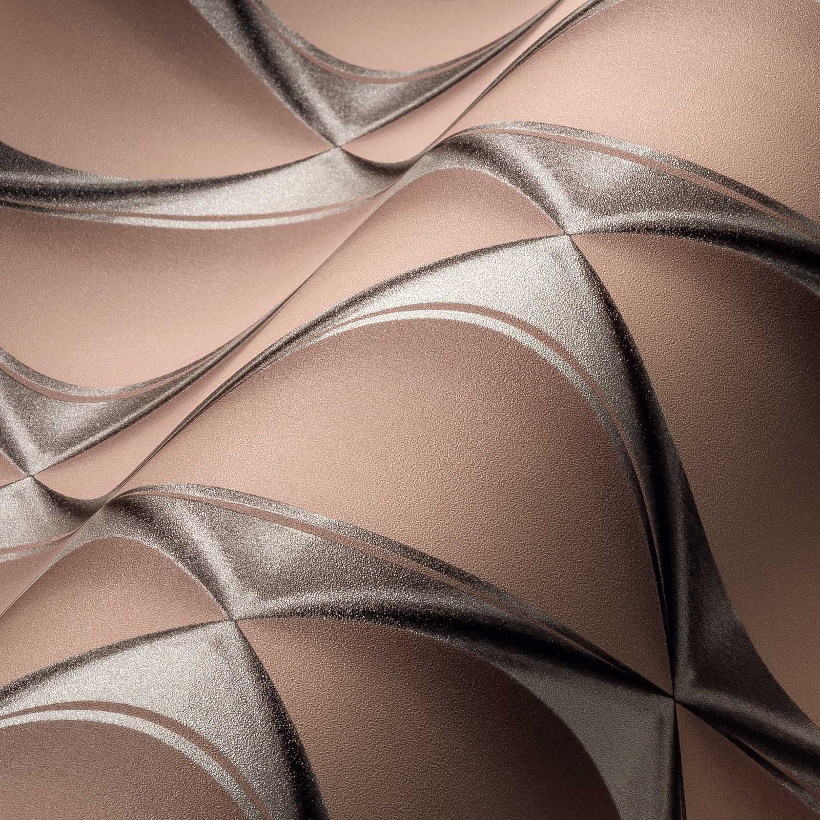             Design Tapete 3D mit Metallic Rauten Muster – Rosa, Metallic
        