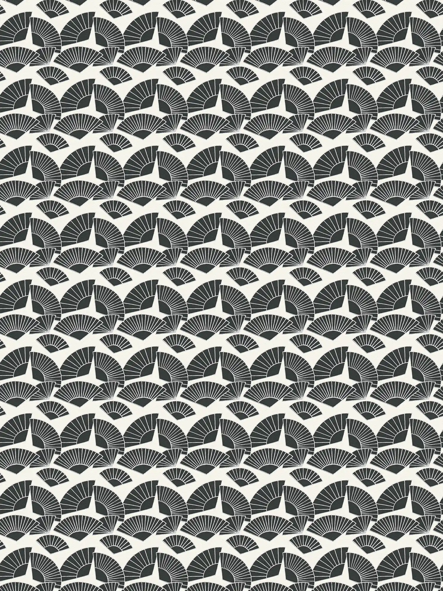 Wallpaper Karl LAGERFELD fan pattern - metallic, black, white