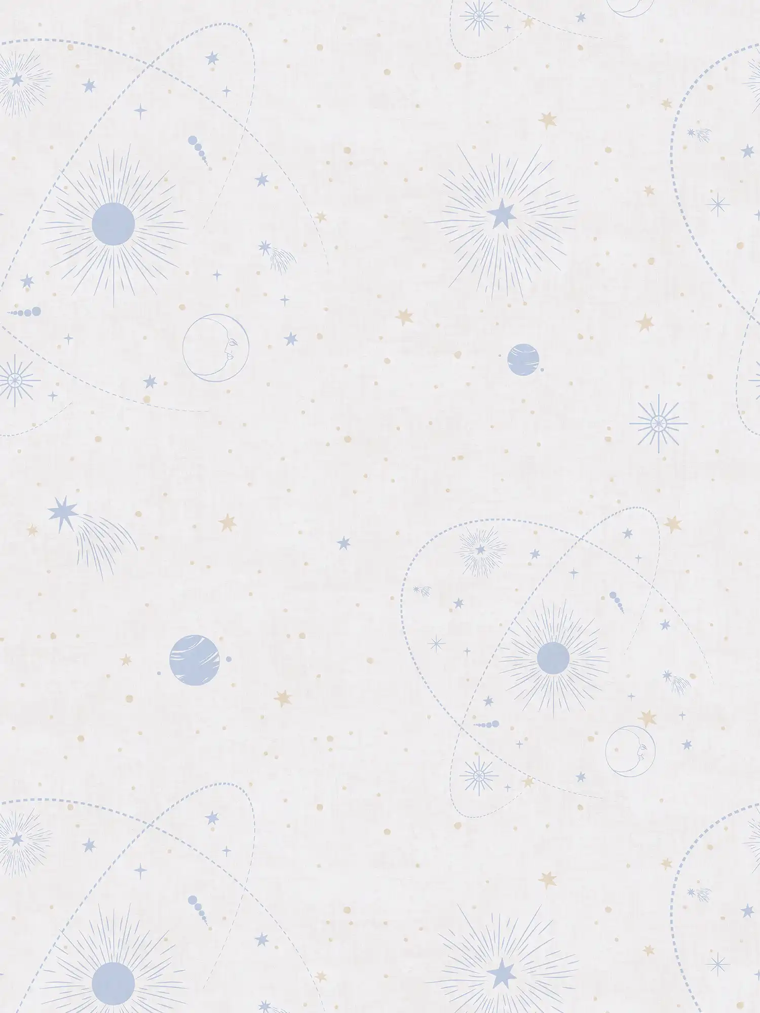 Kinderzimmer Vliestapete Weltraum für kleine Astronauten die das Universum entdecken wollen – Beige, Blau, Creme