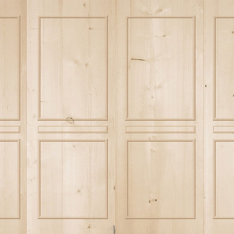         Dekorative Wandtapete – Fototapete in Holzoptik mit klassischer Kassettierung – Beige, Braun
    