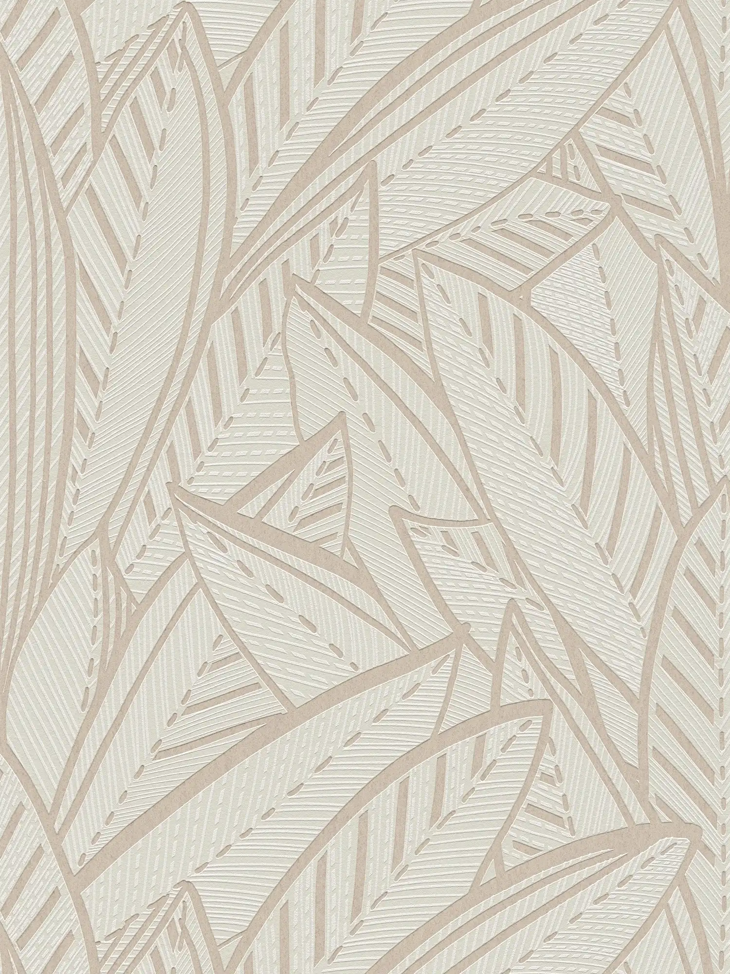         Jungle non-woven wallpaper with palm leaves and light gloss effects - white, grey
    