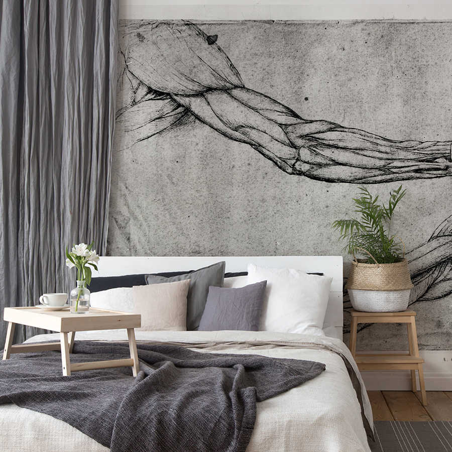 bettzimmer, wandgestaltung, plakat/motiv, pflanze, tisch+vasen