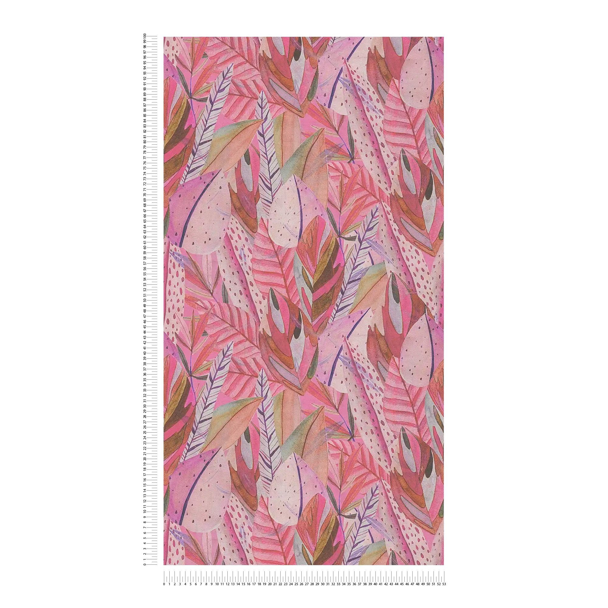             Auffällige Vliestapete mit leuchtendem Blättermotiv und leichter Oberflächenstruktur – Bunt
        