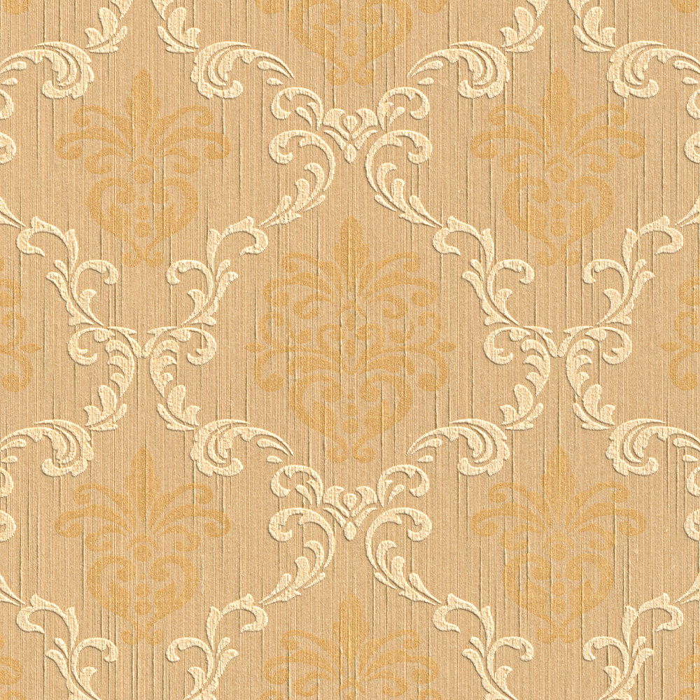             Vliestapete mit Textildesign & Ornamenten mit Struktureffekt – Beige
        