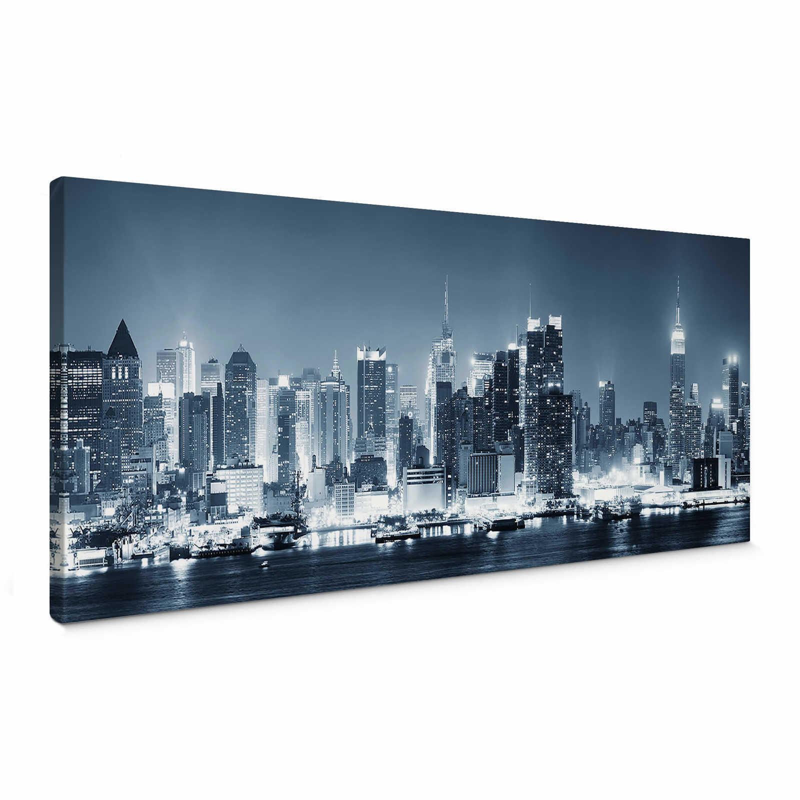         Tableau panoramique sur toile New York Skyline de nuit - 1,00 m x 0,40 m
    