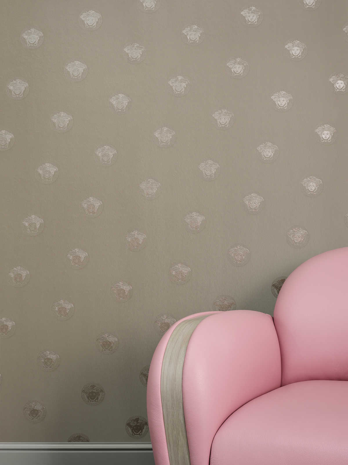            VERSACE wallpaper with Medusa embossed pattern - grey
        