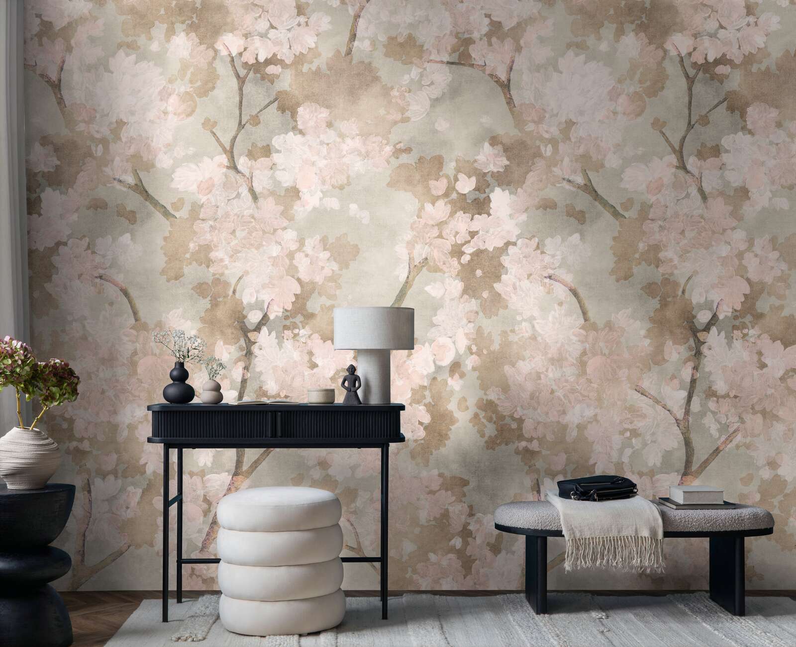 Tapetenmuster, Blütenmuster, Wallpaper, Wohnzimmer, Dekoration