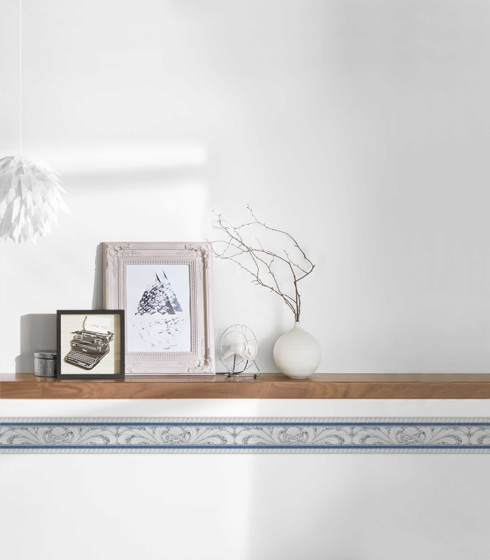             Behangrand met stucwerkmotief - grijs
        