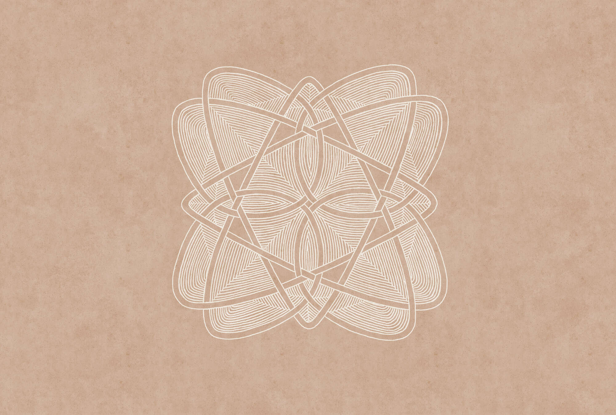 knot2 - Abstract flower wallpaper in geometric design - brown, cream | premium smooth vinyl