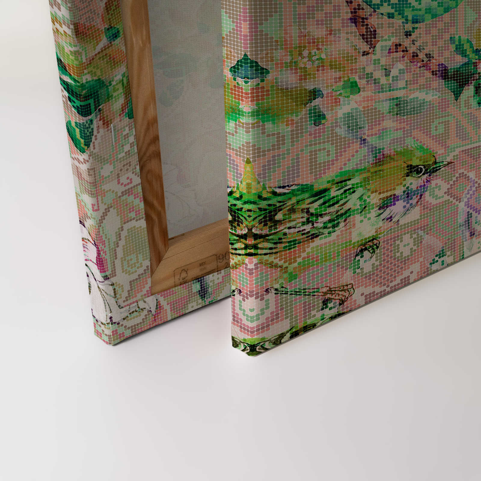             Vogel Leinwandbild mit Mosaik Muster | mosaic birds 2 – 0,90 m x 0,60 m
        