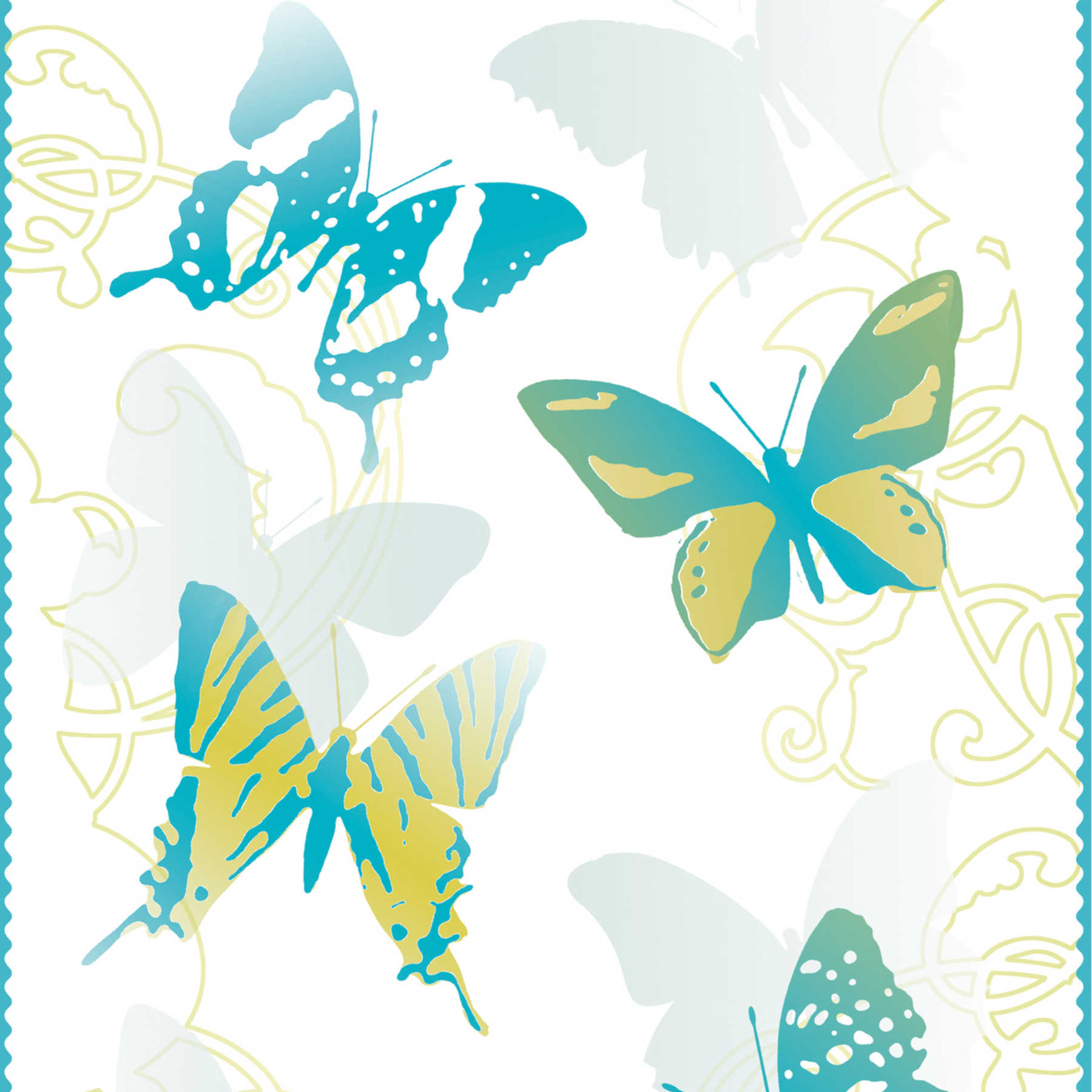             Butterfly wallpaper for Nursery - blue, yellow, white
        