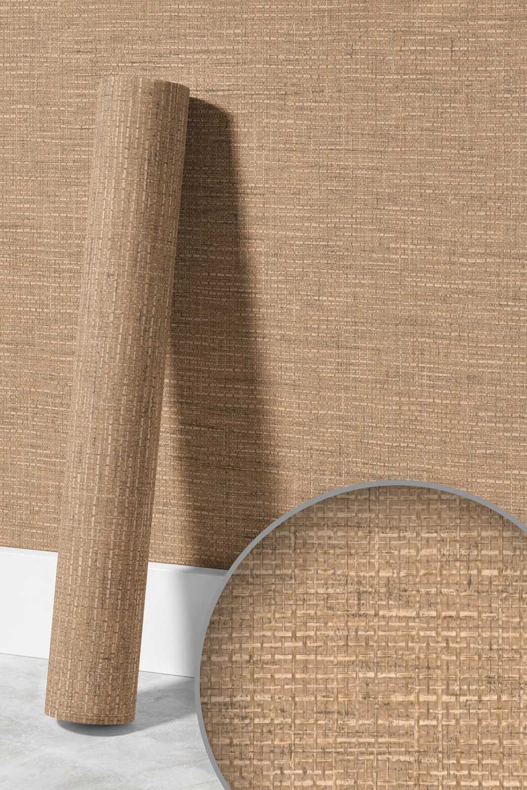             Bastoptik Tapete mit Gewebeoptik im Raffia Stil – Beige
        