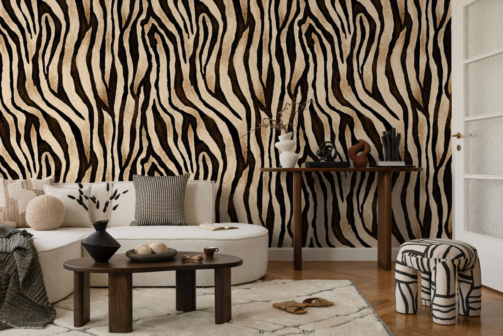 Zebra-Muster, Wandtapete, Wohnzimmer, Sofa, Dekoration