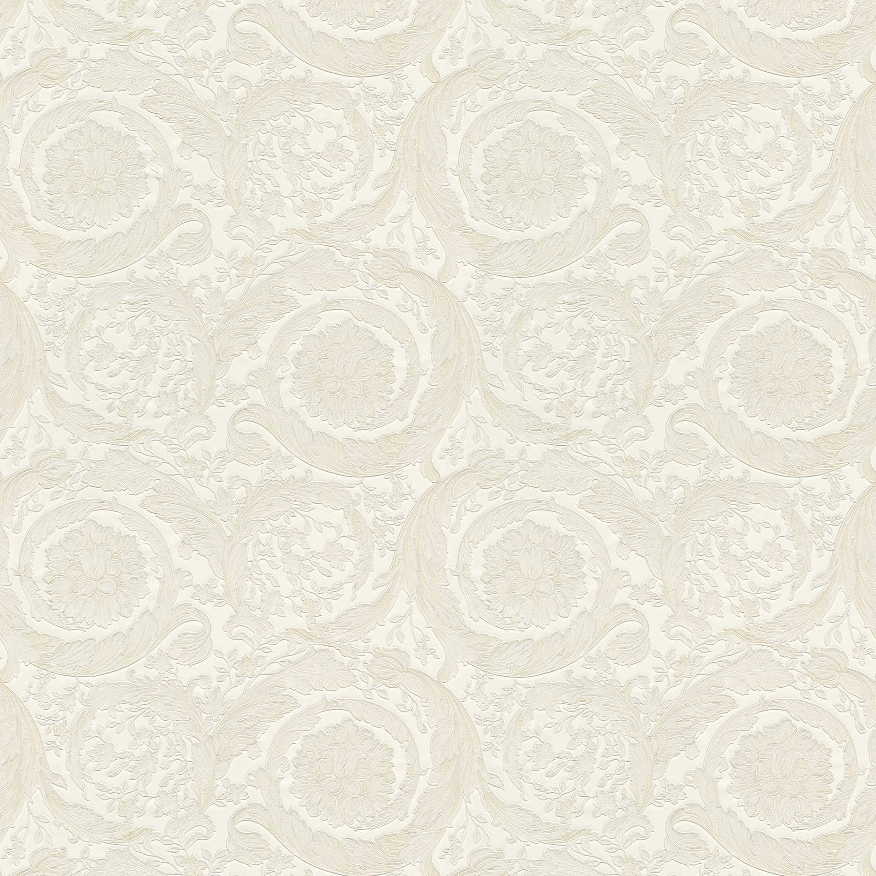         VERSACE behangpapier met ornamenten in barokstijl - crème, zilver
    
