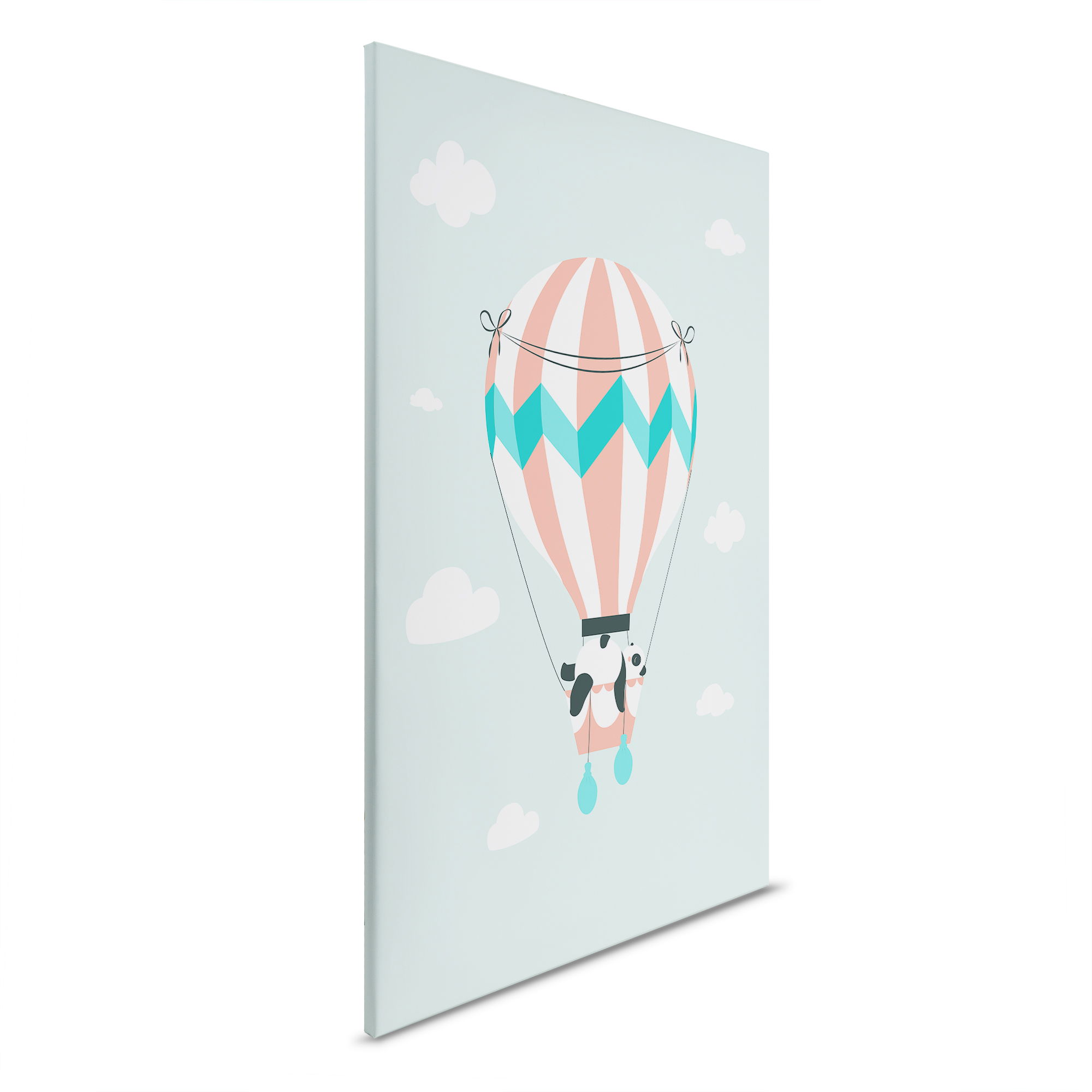         Chambre d'enfant toile montgolfière safari - aventure animale comme tableau mural - 30 x 45 cm - vert, blanc
    