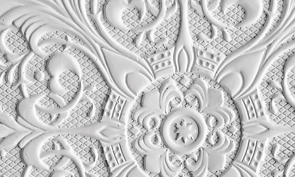             Papier peint panoramique plafond avec motif de structure - blanc
        