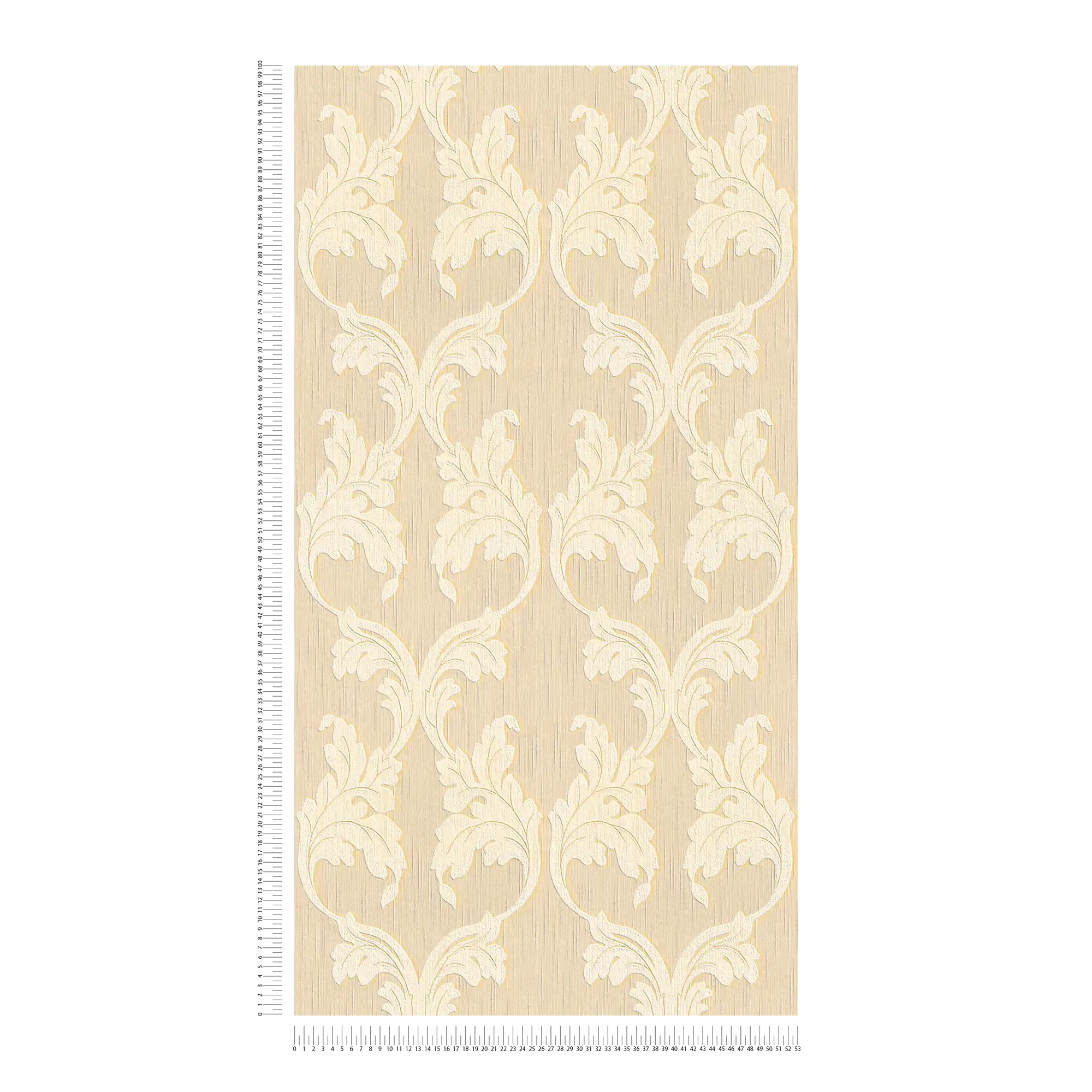             Textil Tapete mit Barock Ranken – Beige, Gelb
        