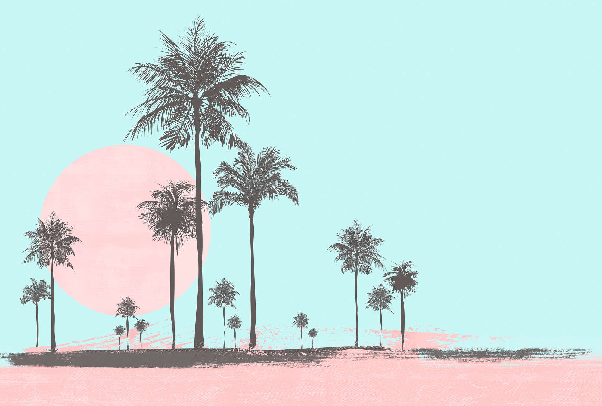 Palmen, Strand, Sonnenuntergang, Sonnenkreis, Sommerbild