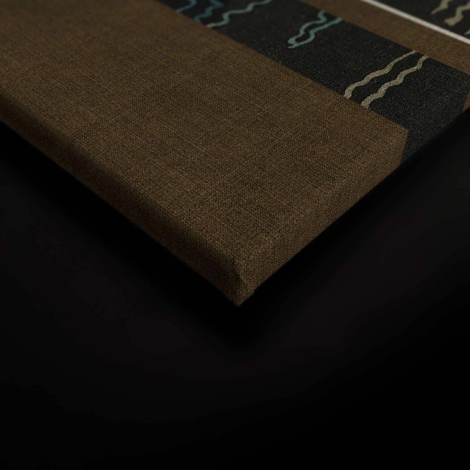 Adlon 4 - Leinwandbild Schwarz-Braun Asian Retro Design – 0,90 m x 0,60 m