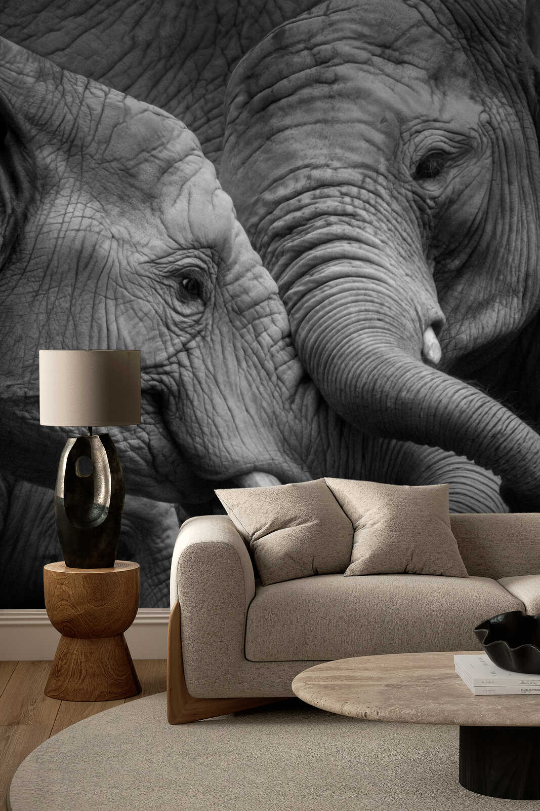 Elefanten-Wandbild, Wandbild, Wohnzimmer-Deko, Sofaeinrichtung, Nachttischlampen-Tisch