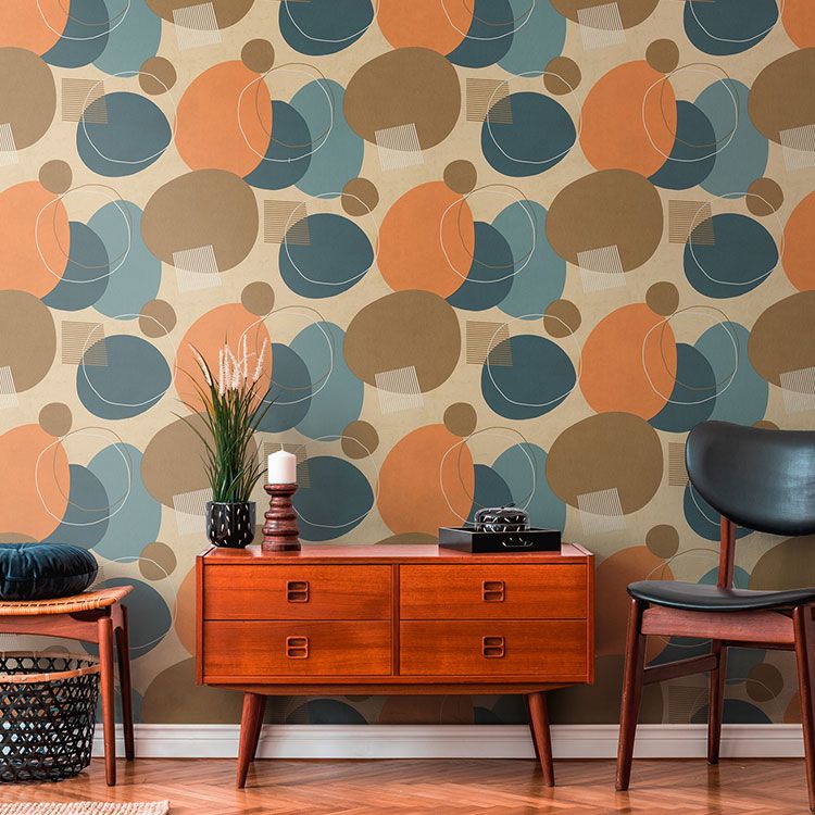 Bunte-Retro-Tapete-in-Orange-und-Blau_AS385951