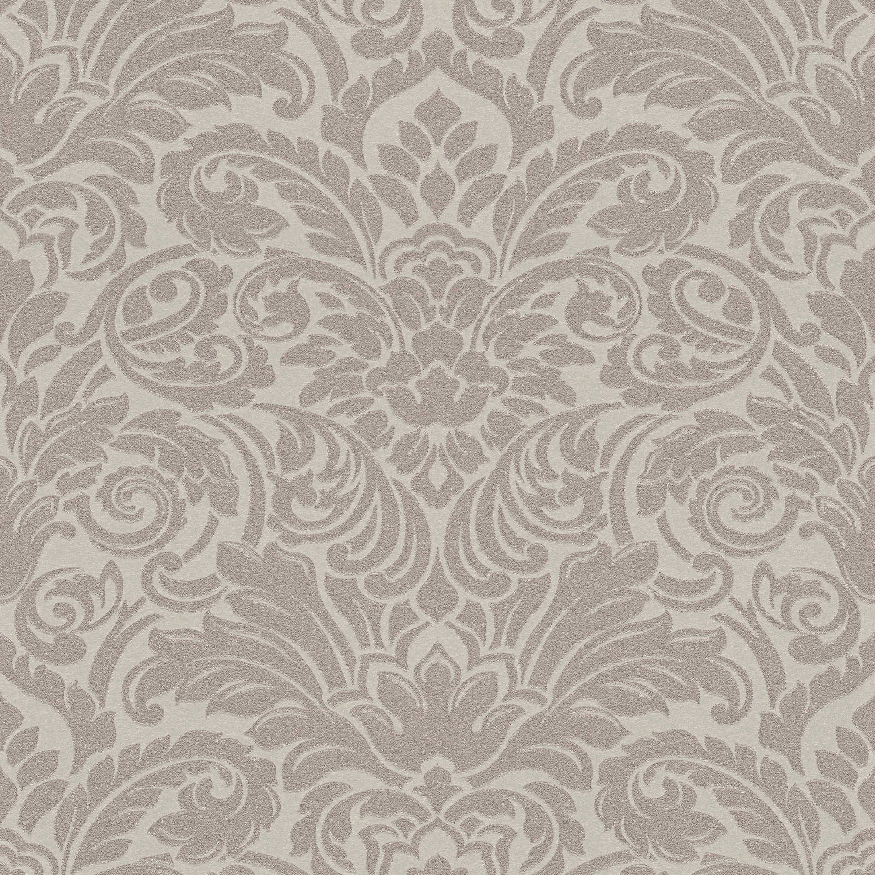             Detailreiche Ornament-Tapete mit faszinierendem Lichtspiel durch Glasperlen – Creme, Rosa
        