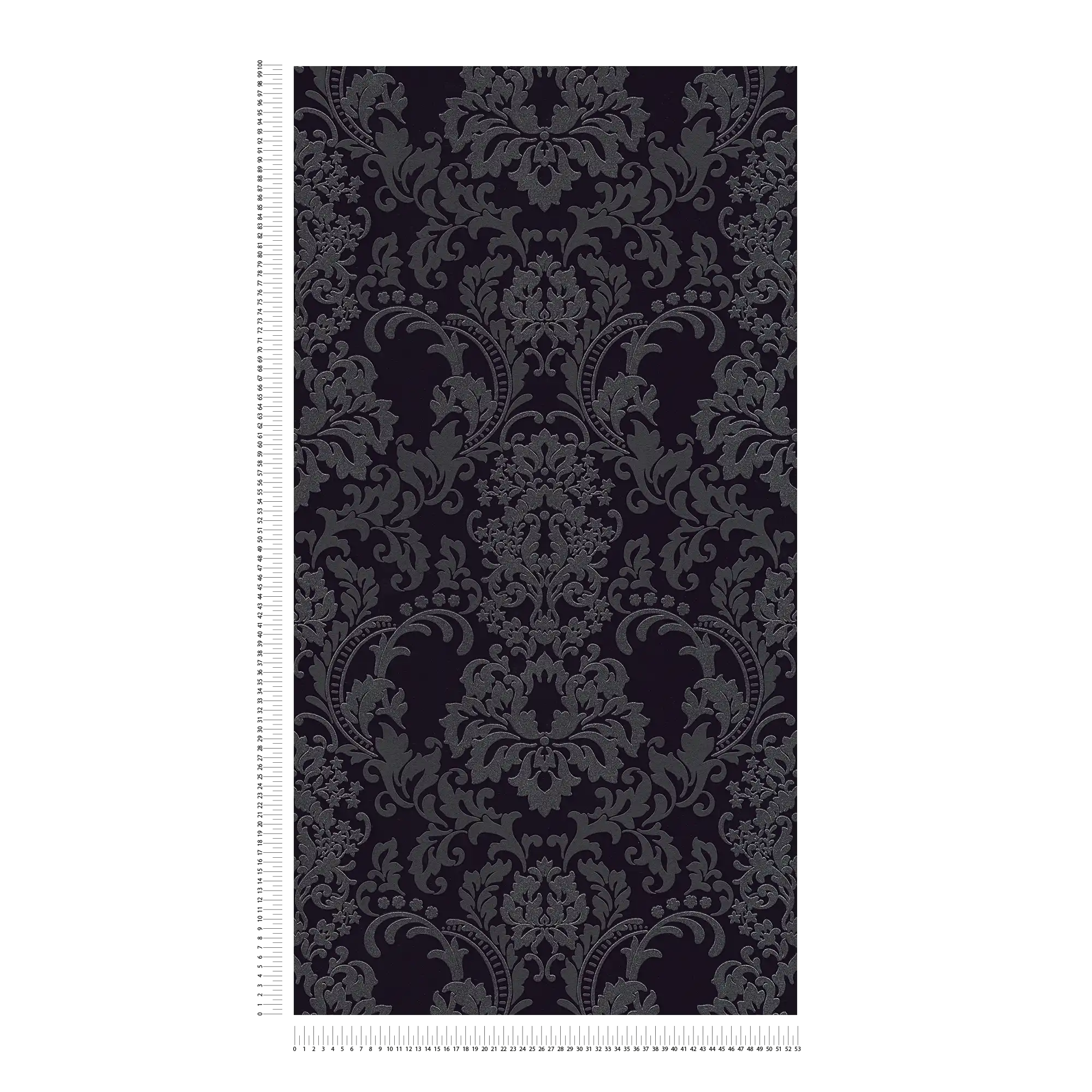             Barok behang met glittereffect - zwart
        