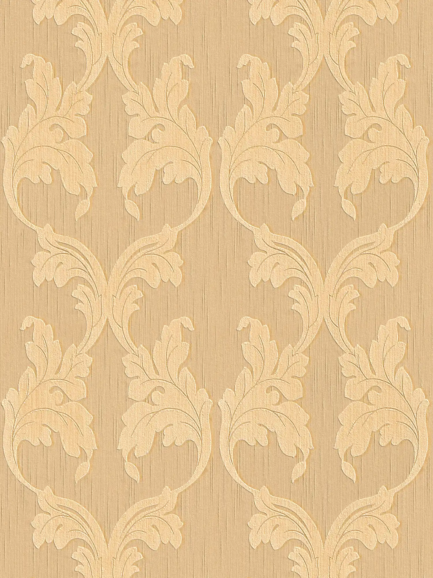             Barocktapete mit floralen Ranken Ornamenten – orange, Beige
        
