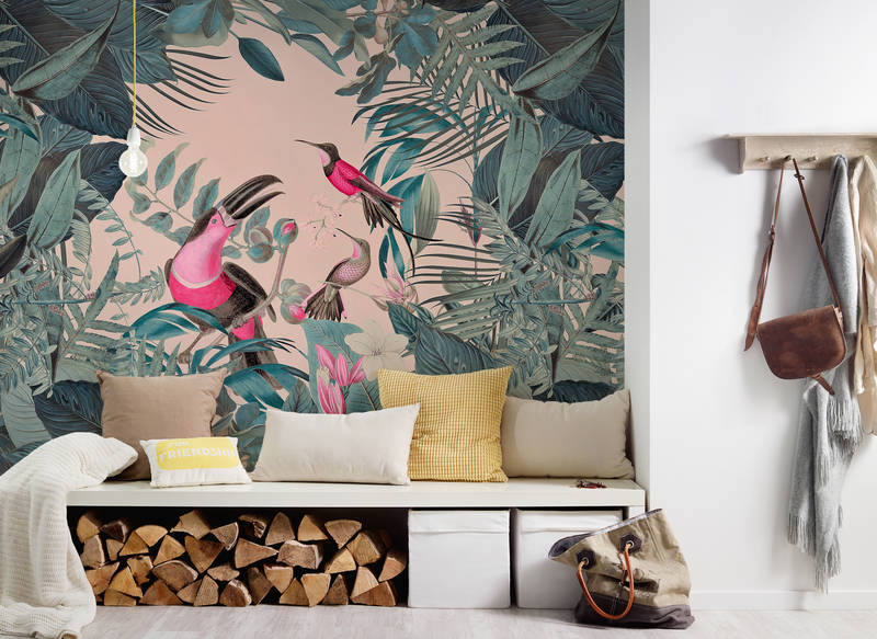 Wandtapete, Dschungelmotiv, Tiere, Pflanzen, Interior