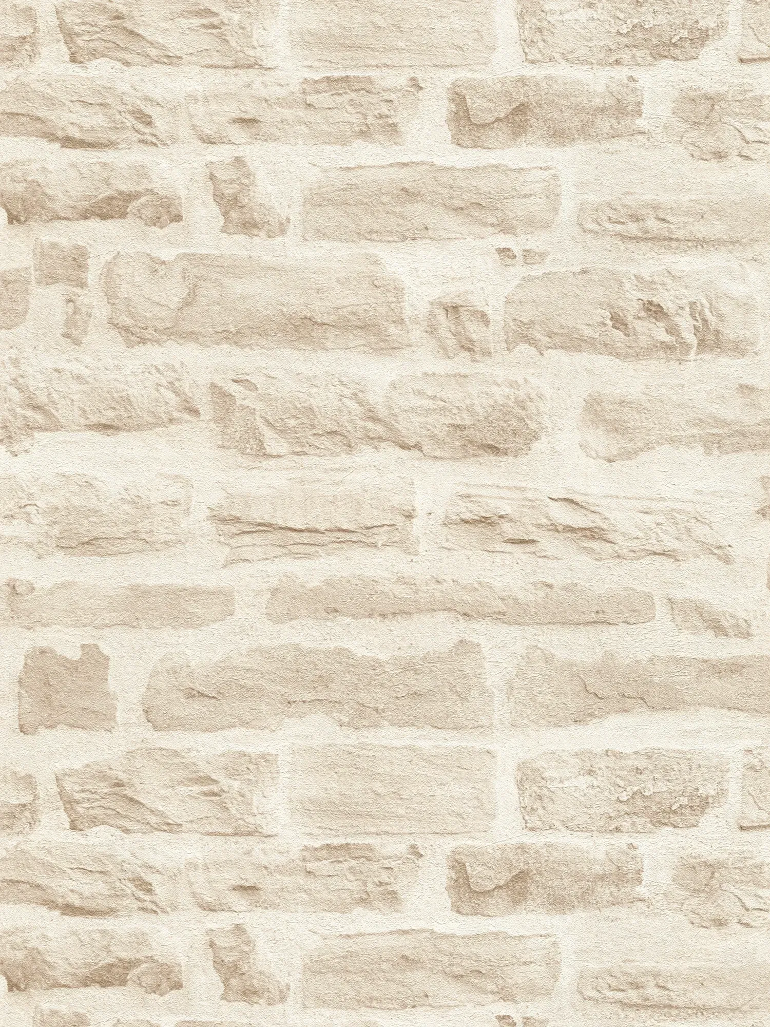         Light non-woven wallpaper natural stone with wall design - beige, cream
    