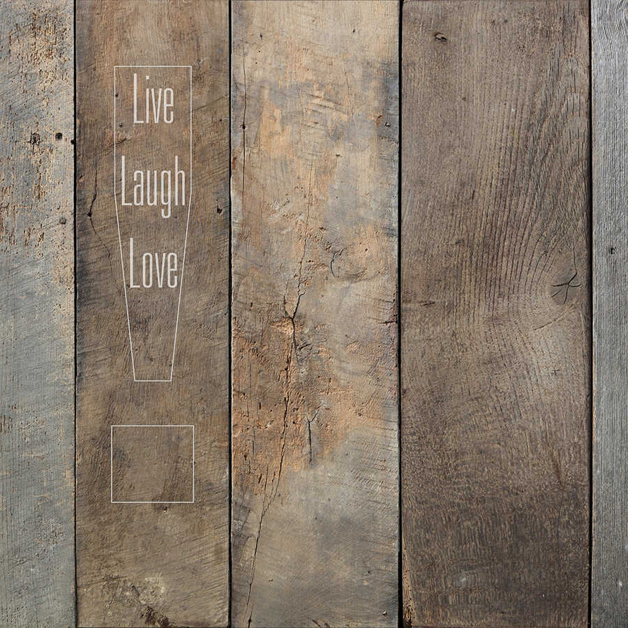 Holzbohlen, Holzstruktur, Sargform, Live Laugh Love, Wandpaneel