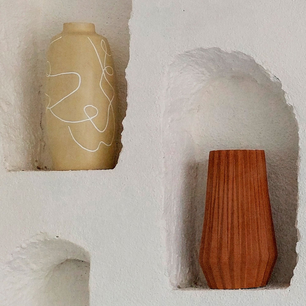 Fototapete »stucco« - Art-Déco Kunstgegenstände in Mauerwerk – Glattes, leicht glänzendes Premiumvlies