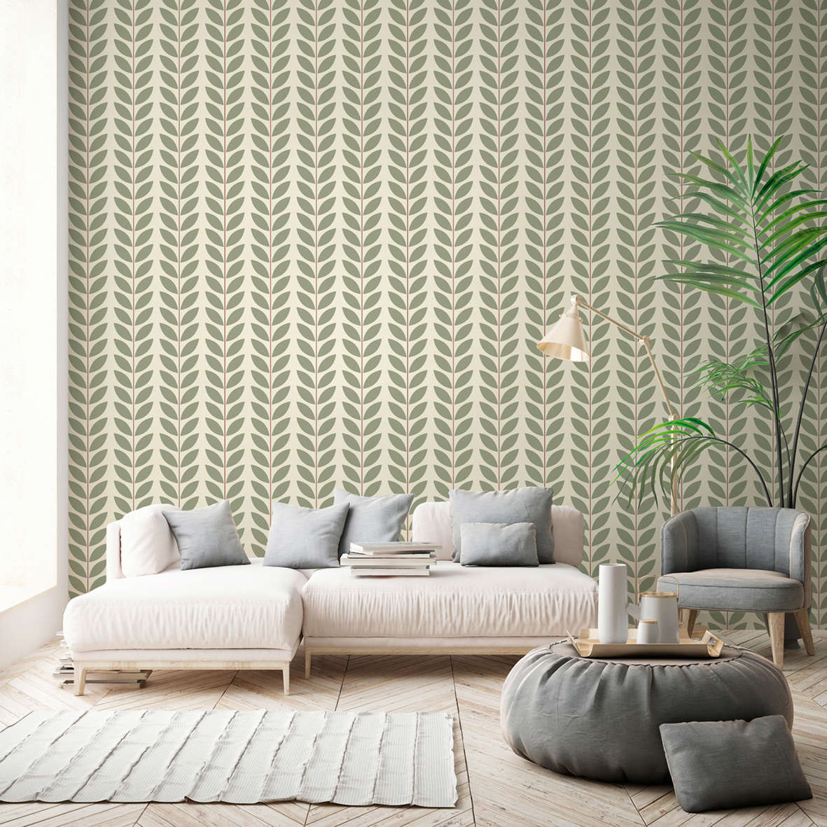 Sofa, Wohnzimmer, Wandtapete, Pflanze, Kissen
