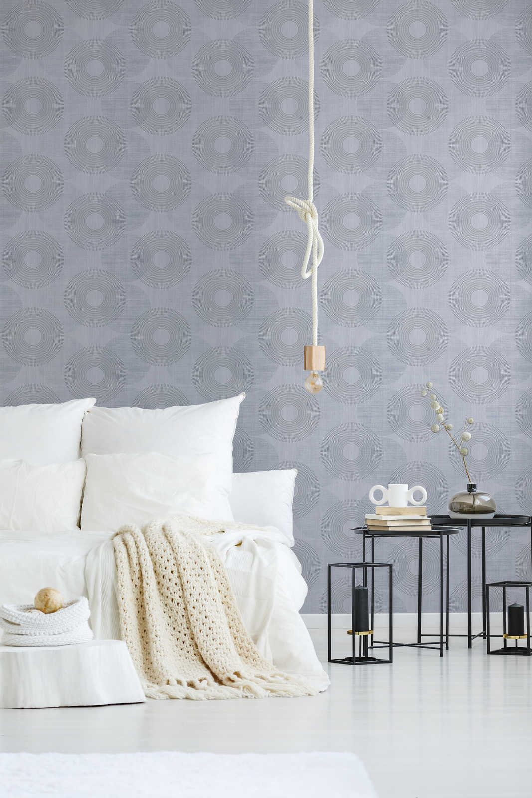             Moderne Vliestapete abstraktes Kreis-Muster – Grau
        