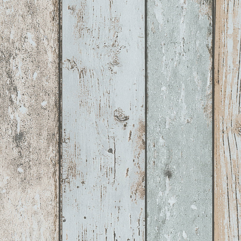 Holztapete im Shabby Chic &amp; Boho Stil – Blau, Braun