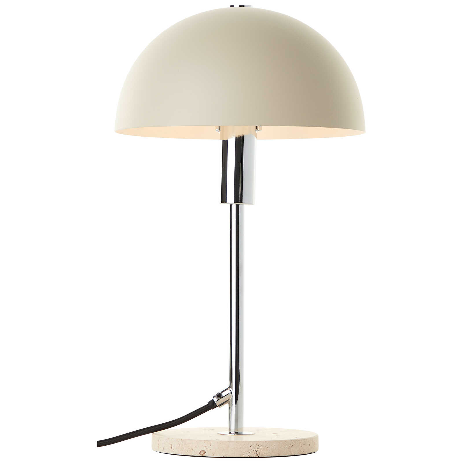 Tischleuchte mit Halbkugel-Schirm - Elegantes Design mit Chromdetails 20,3cm Durchm. x 35,5cm Höhe – Beige, Silber