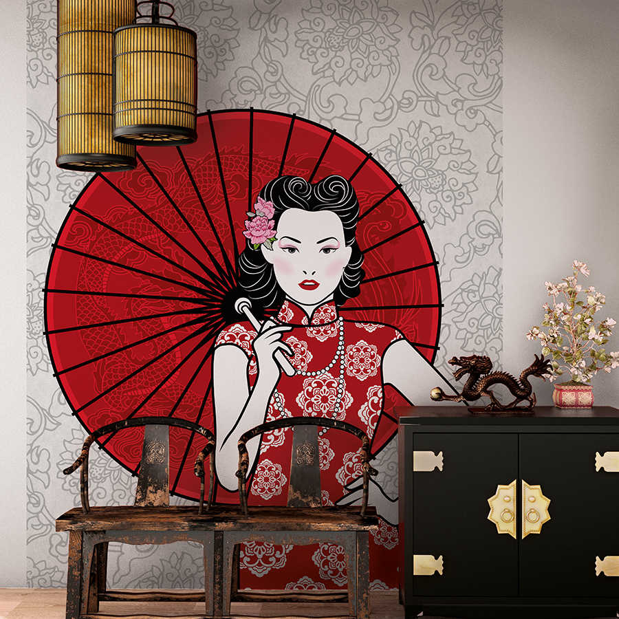 Parasol, Asia-Motiv, Wandbild, Chinoiserie, Dekoration