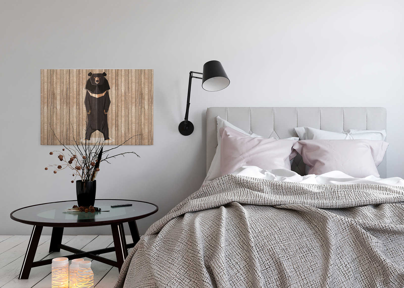             Born to Be Wild 1 - Leinwandbild Bretterwand mit Bären - Holzpaneele breit – 0,90 m x 0,60 m
        