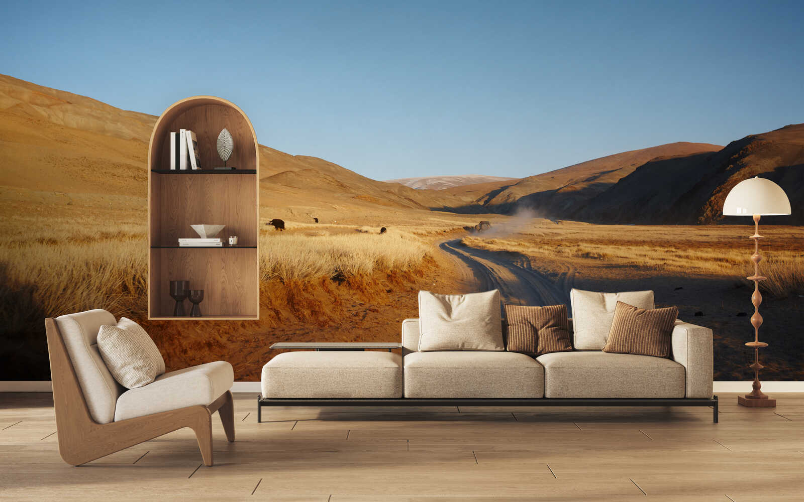 sofа, sessel, regal, lampe, bodenbelag