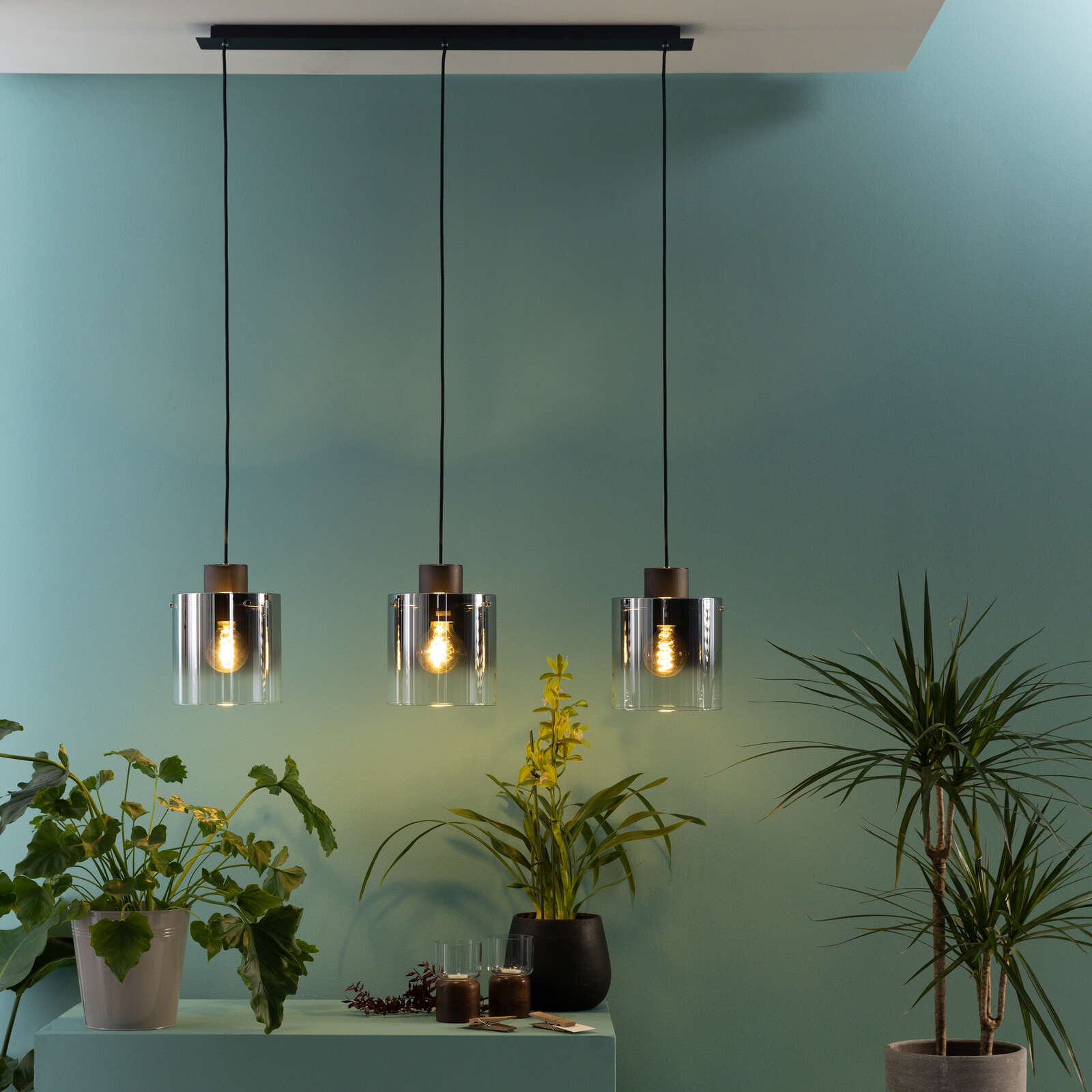             Glass pendant light - Benett 5 - Brown
        