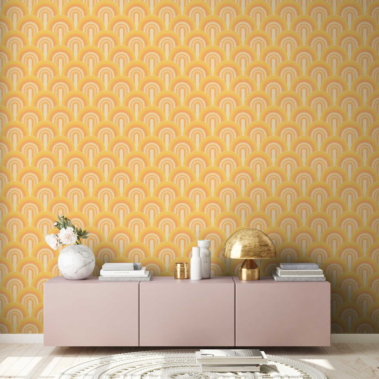 geometrischer Muster, Ornament-Papier, Wandtapete, gelb, modernes Wohnzimmer