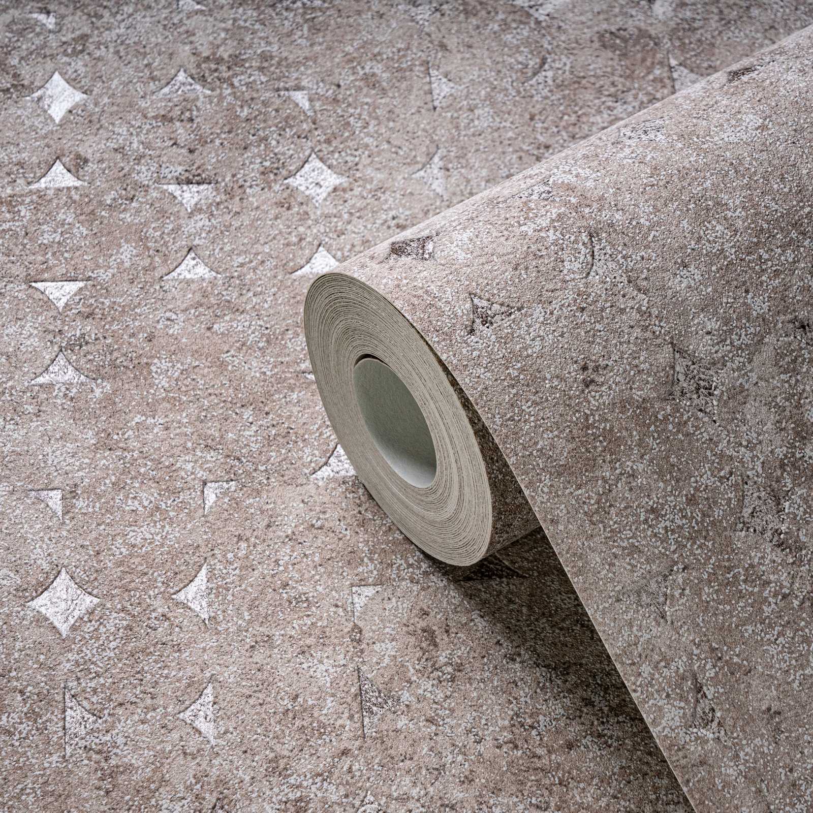             Tapete mit geometrischen Formen leicht glänzend – Beige, Braun
        