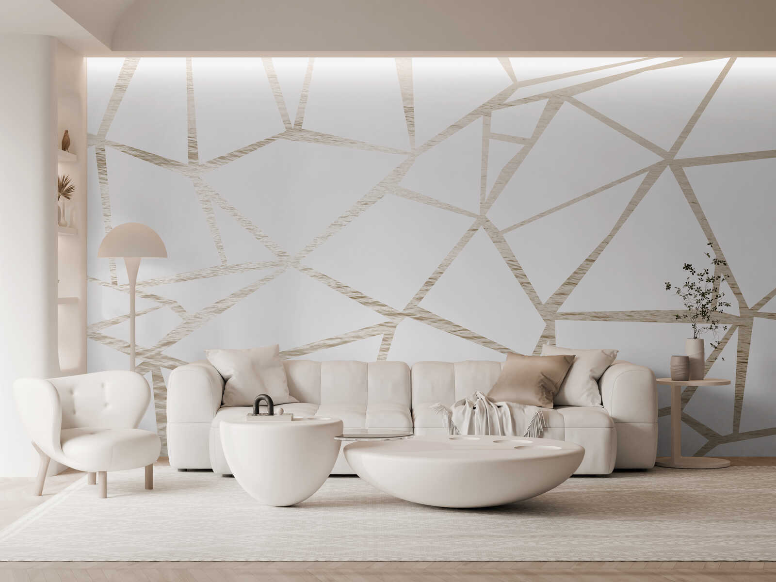 Wohnzimmer, Sofa, Musterwand, Beige, Kaffeetisch