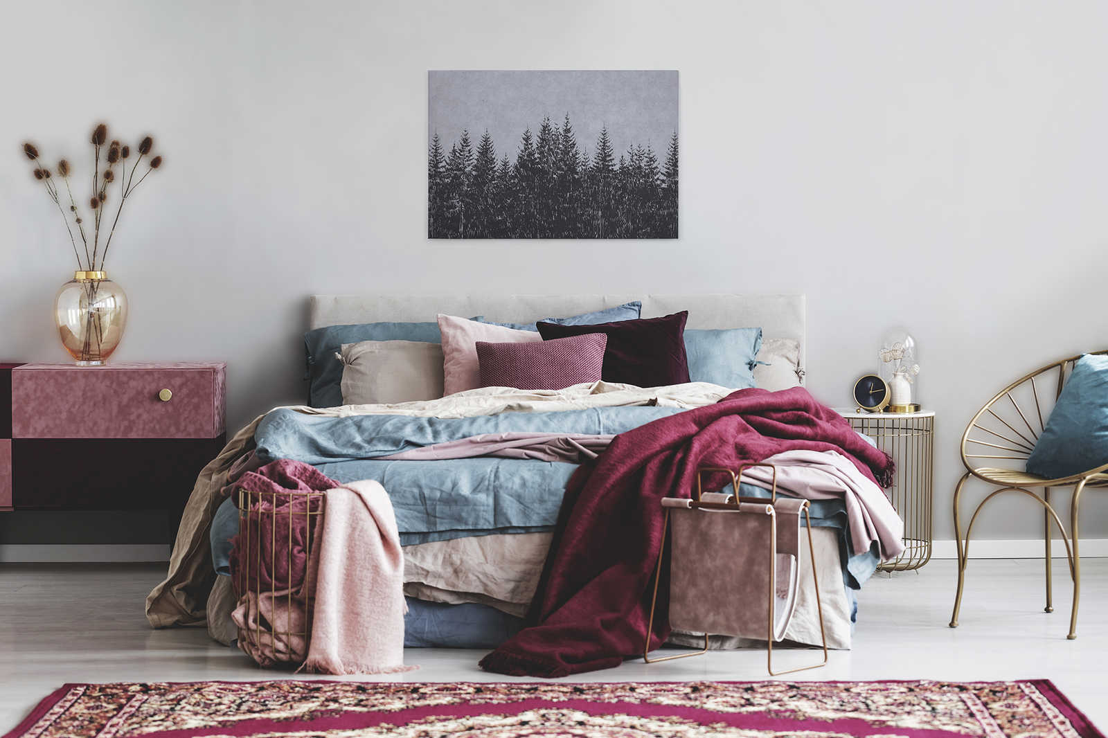             Leinwandbild Tannenwald im Zeichenstil – 0,90 m x 0,60 m
        