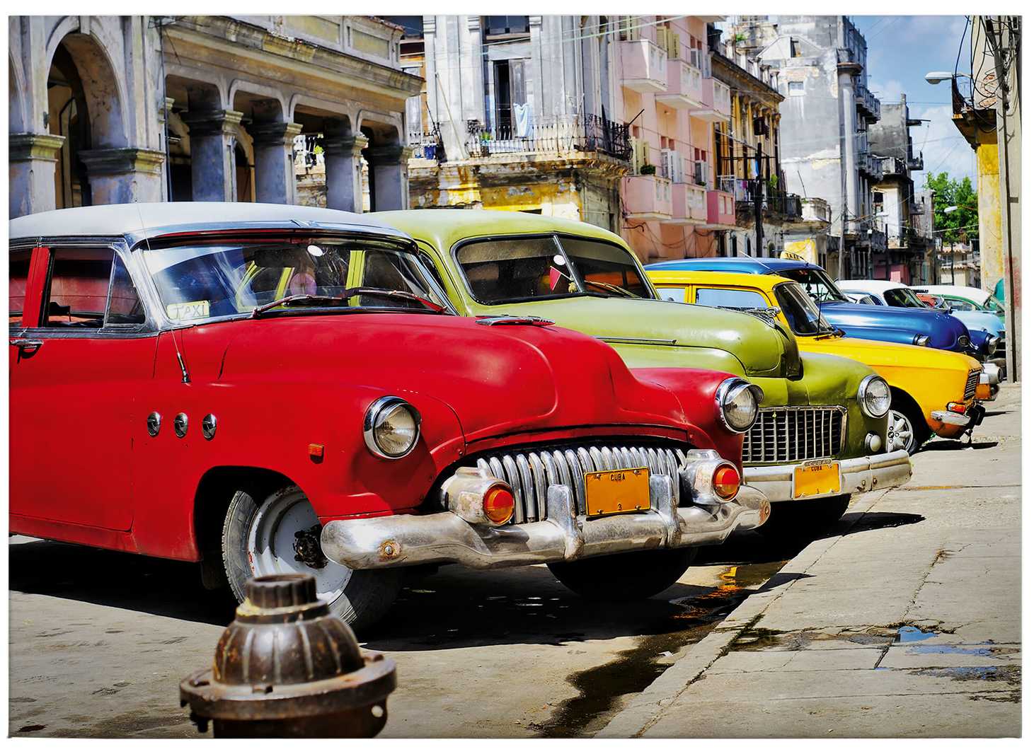 Kuba Leinwandbild Oldtimer in Havanna – 0,70 m x 0,50 m
