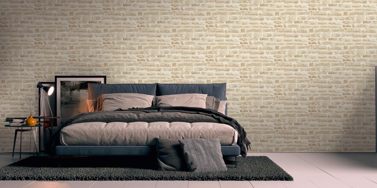             Vliesbehang licht beige met natuursteenlook - beige, crème
        