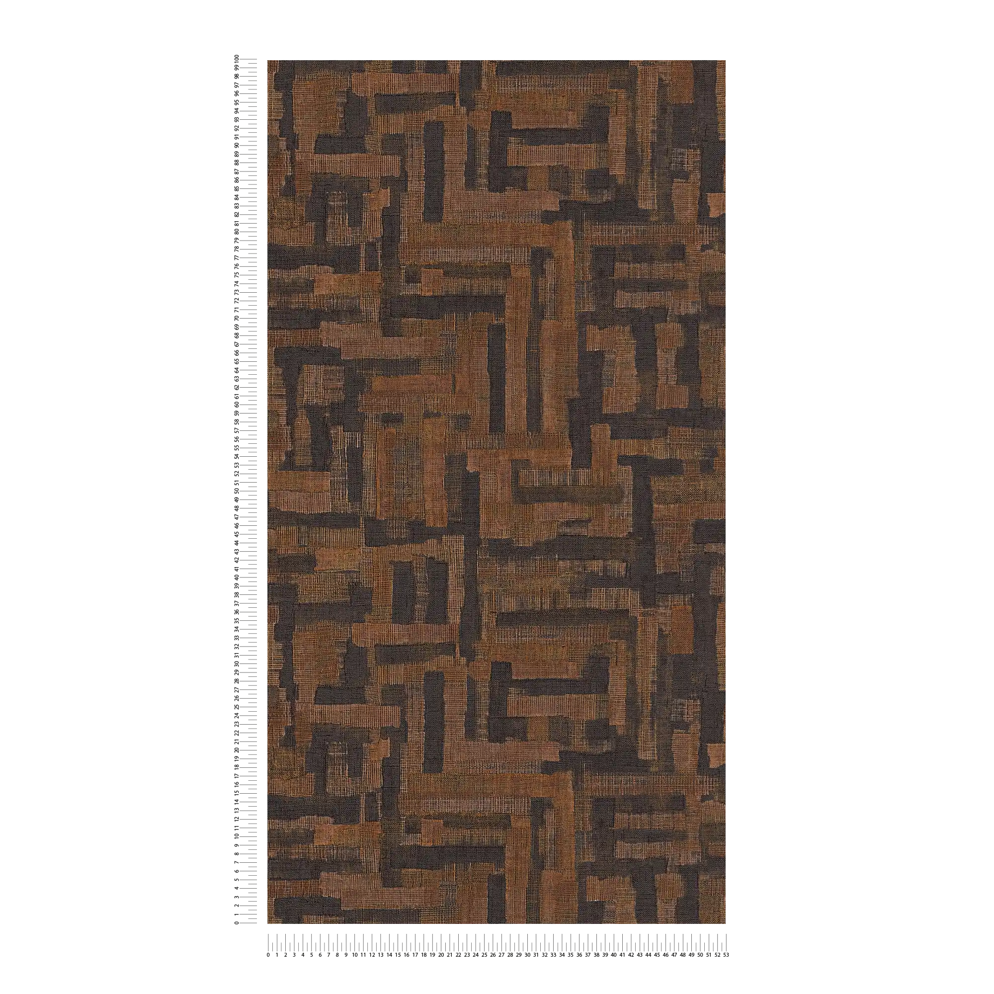 Markante und dunkle Vliestapete mit geometrischem Holzmuster, feine Oberflächenstruktur – Braun, Schwarz